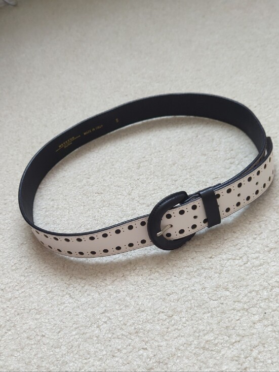 Weekend Max Mara Cream and Black Polka-Perforated Leather Belt main image 5
